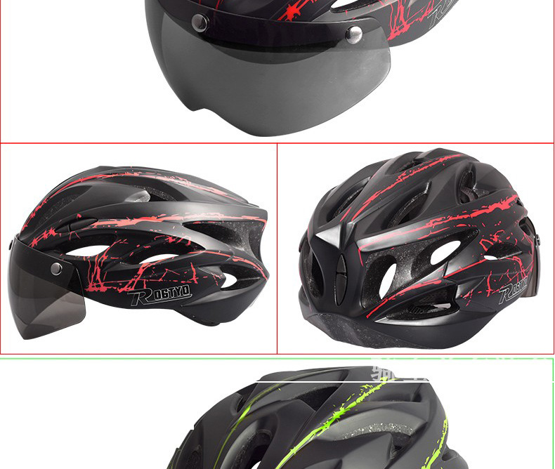 Fahrradhelm mit Schutzbrille Einteiliger Reithelm Herren- und Damen-Mountainbike-Sicherheitshelm_voghion.com
