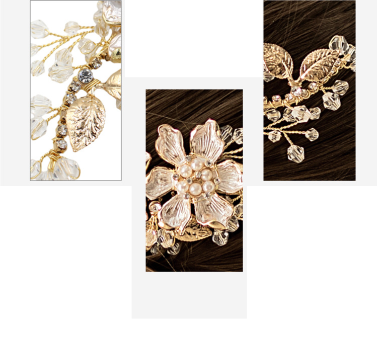 Copricapo da sposa unisex con catena lucida, pettine a forma di fiore in lega di alta qualità_voghion.com