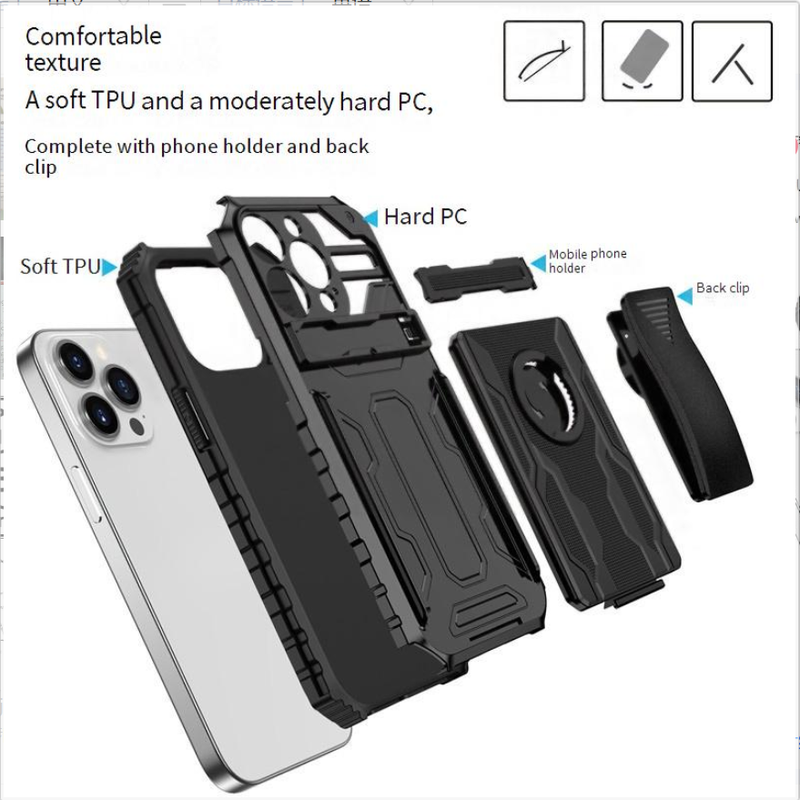 Phone Case all inclusive multi functional back clip bracket anti fall protective cover mobile phone case_voghion.com