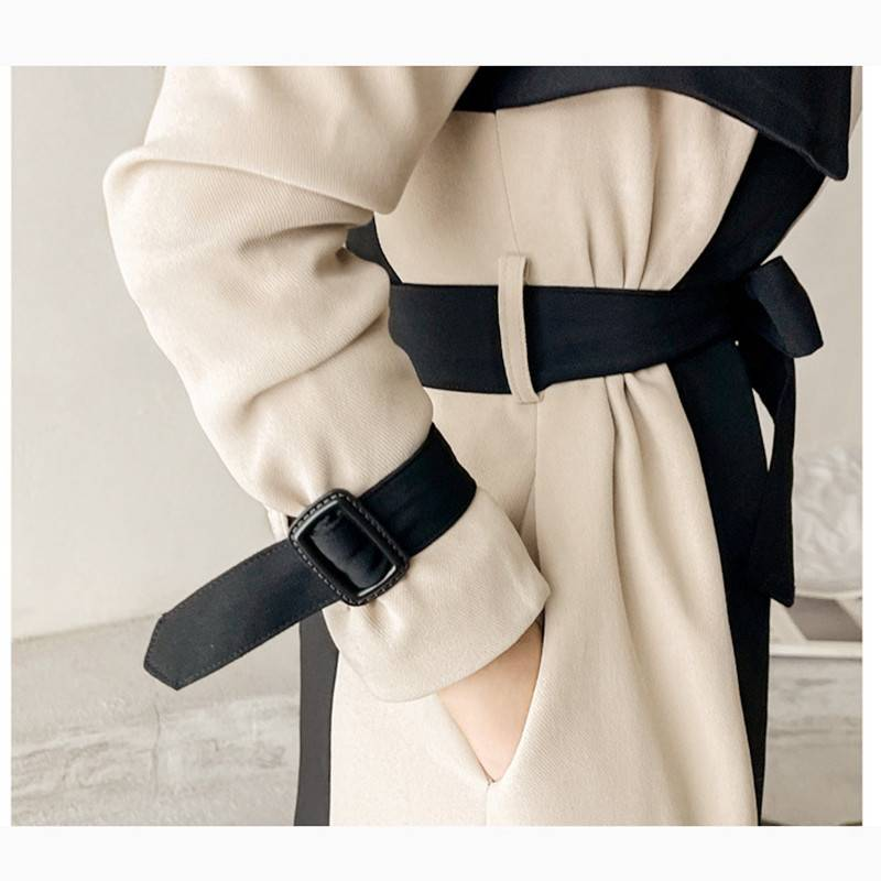 Cappotto lungo da donna con cintura in vita e temperamento da dea_voghion.com
