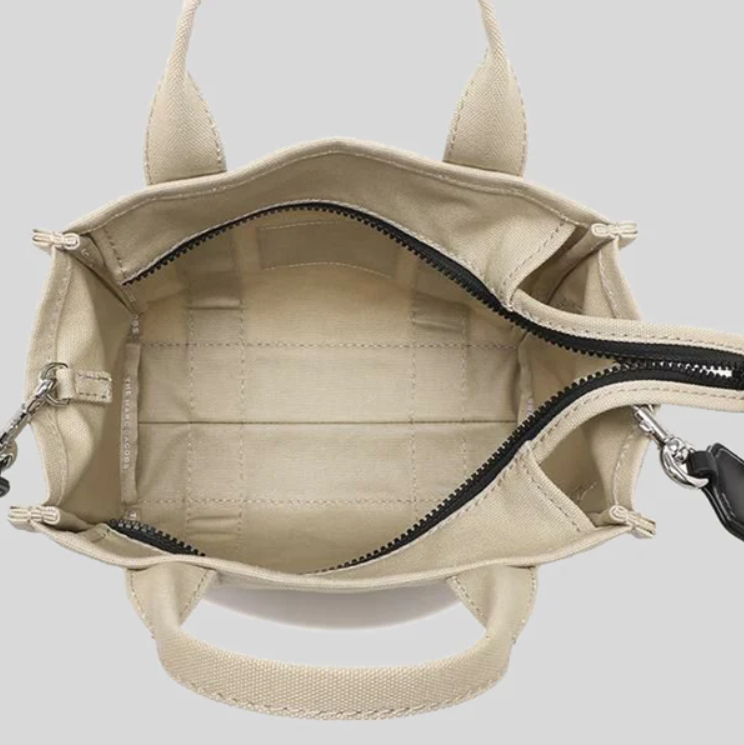 Marc Jacobs Tote The Mini Beige Blanco Logobeige Cotton M0016493 260_voghion.com