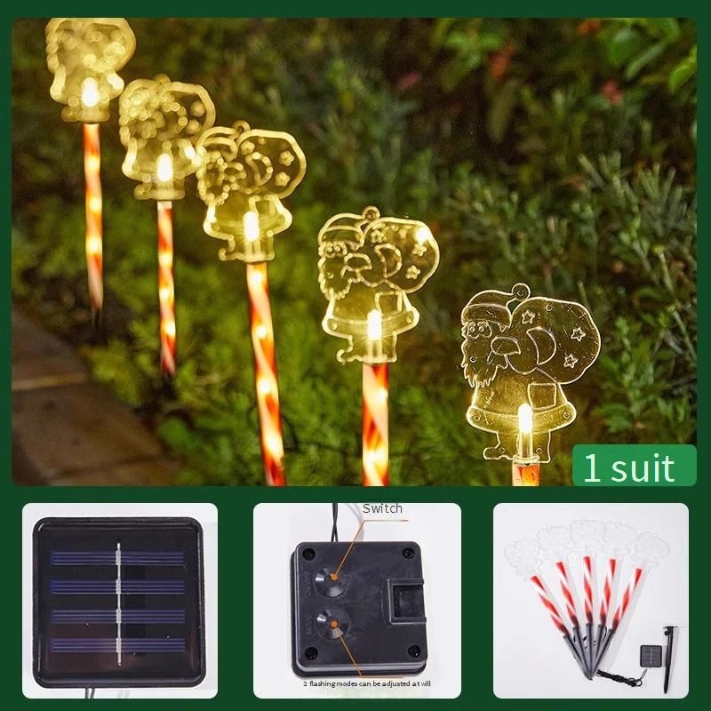 Solar Christmas Candy Stake Lights - 5 Pack Festive Outdoor Decorative Lights For Lawn, Garden & Pathway_voghion.com