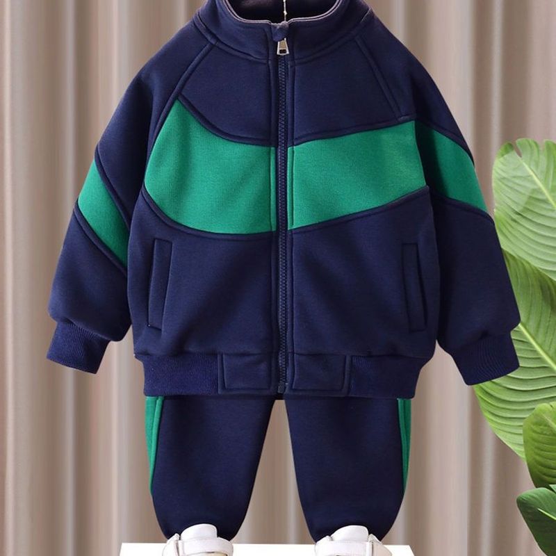 Boys' Velvet Two-Piece Suit - Soft Fleece Jacket & Pants Set For Toddlers & Kids (3-7 Years) - Warm & Stylish Casual Outfit_voghion.com
