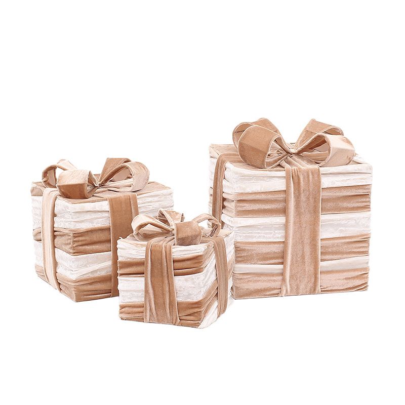 Ensemble de 3 décorations de Noël en tissu avec lumières LED - Décoration de Noël élégante de style européen pour sapin, fenêtre et table_voghion.com