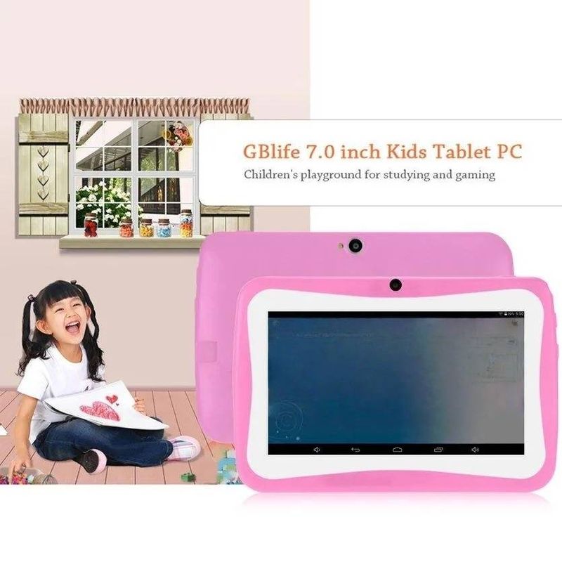 Tablette enfant Q7 7 pouces avec 16 Go de stockage, système d'exploitation Android et étui de protection - Double caméra, Bluetooth, processeur 8 cœurs (Wi-Fi uniquement, plusieurs options de couleurs)_voghion.com
