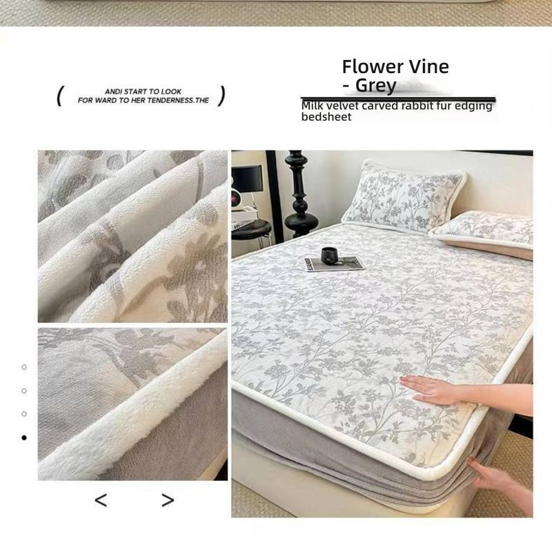 Premium Milk Fleece Fitted Sheet With 3D Carved Patterns – 360° Full Wrap, Anti-Static & Hypoallergenic For Ultimate Comfort_voghion.com