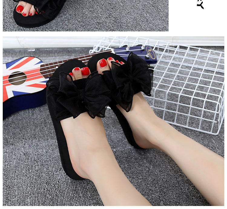 Sandales d'été, pantoufles à nœud pour femmes, talons hauts, tongs, chaussures compensées à la mode, semelles à plateforme, chaussures de plage portées en dehors du bord de mer_voghion.com