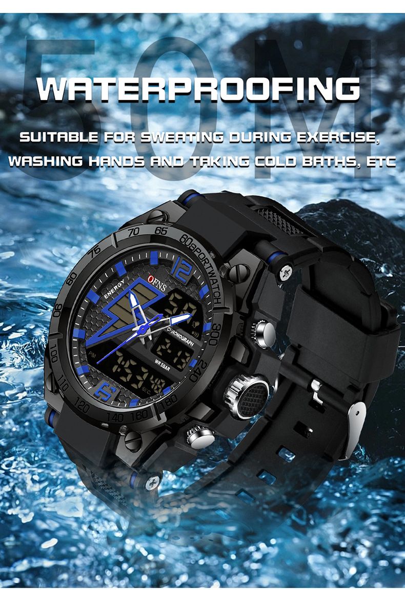 Men's Digital Watch Dual Display Trend Multi-functional Student Watch Outdoor Sports Watch_voghion.com