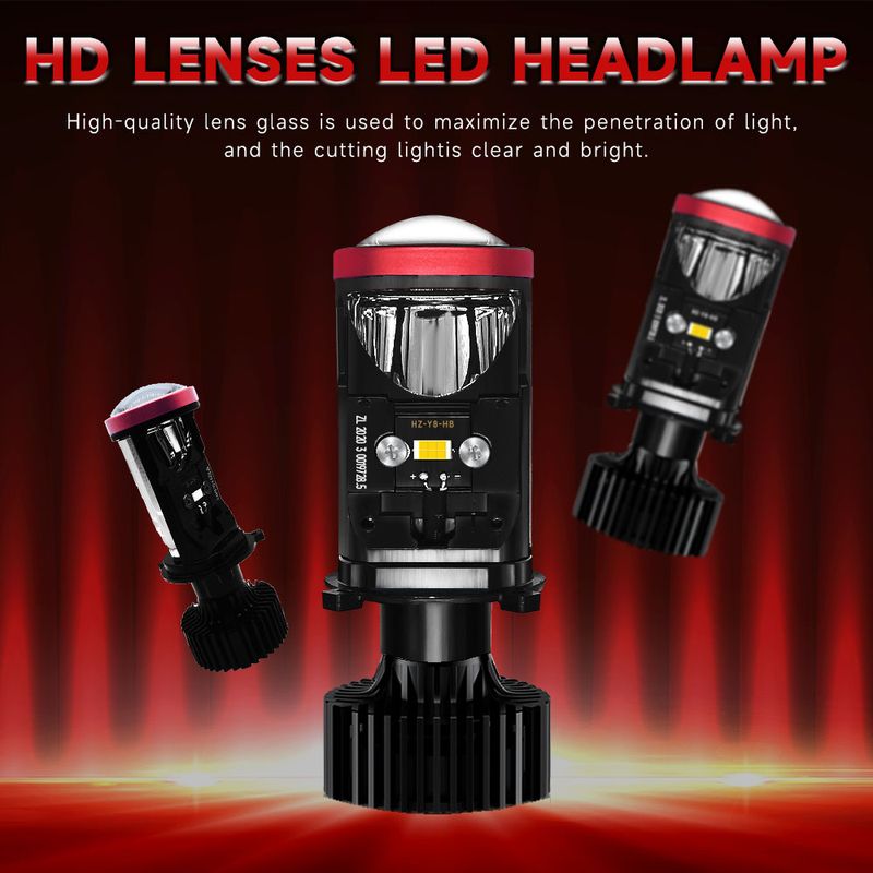 Y8 120W reflektor samochodowy mini projektor soczewka 6000K światła mijania turbowentylator auto LED lampa H4 lewy prawy 12V 24V_voghion.com