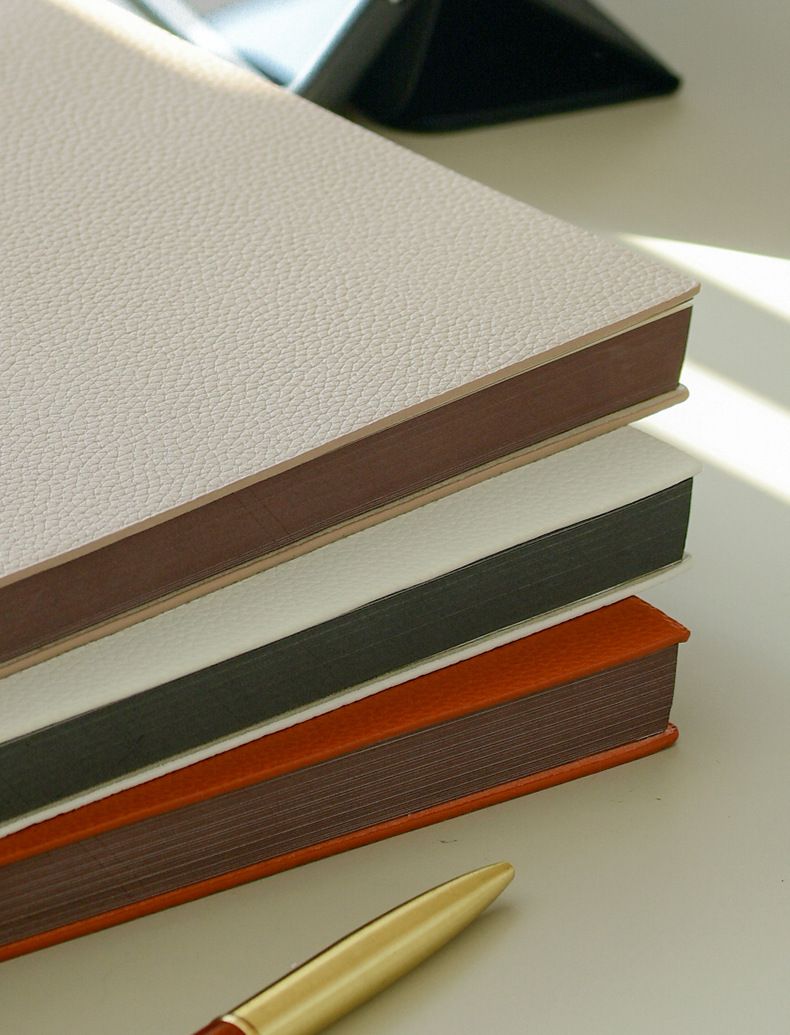 Ofis Malzemeleri Ağır Kalın B5 Büyük Defter Lychee Desen Yumuşak Deri Özel Baskılı Logo İş Çalışma Ofis Not Defteri_voghion.com