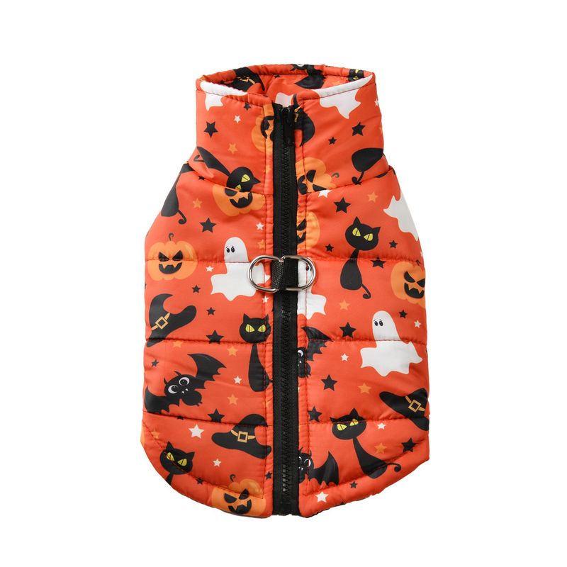 Felpa con cappuccio di Halloween, nuova tuta da sci antivento calda per cani e gatti, stile zucca e noce_voghion.com