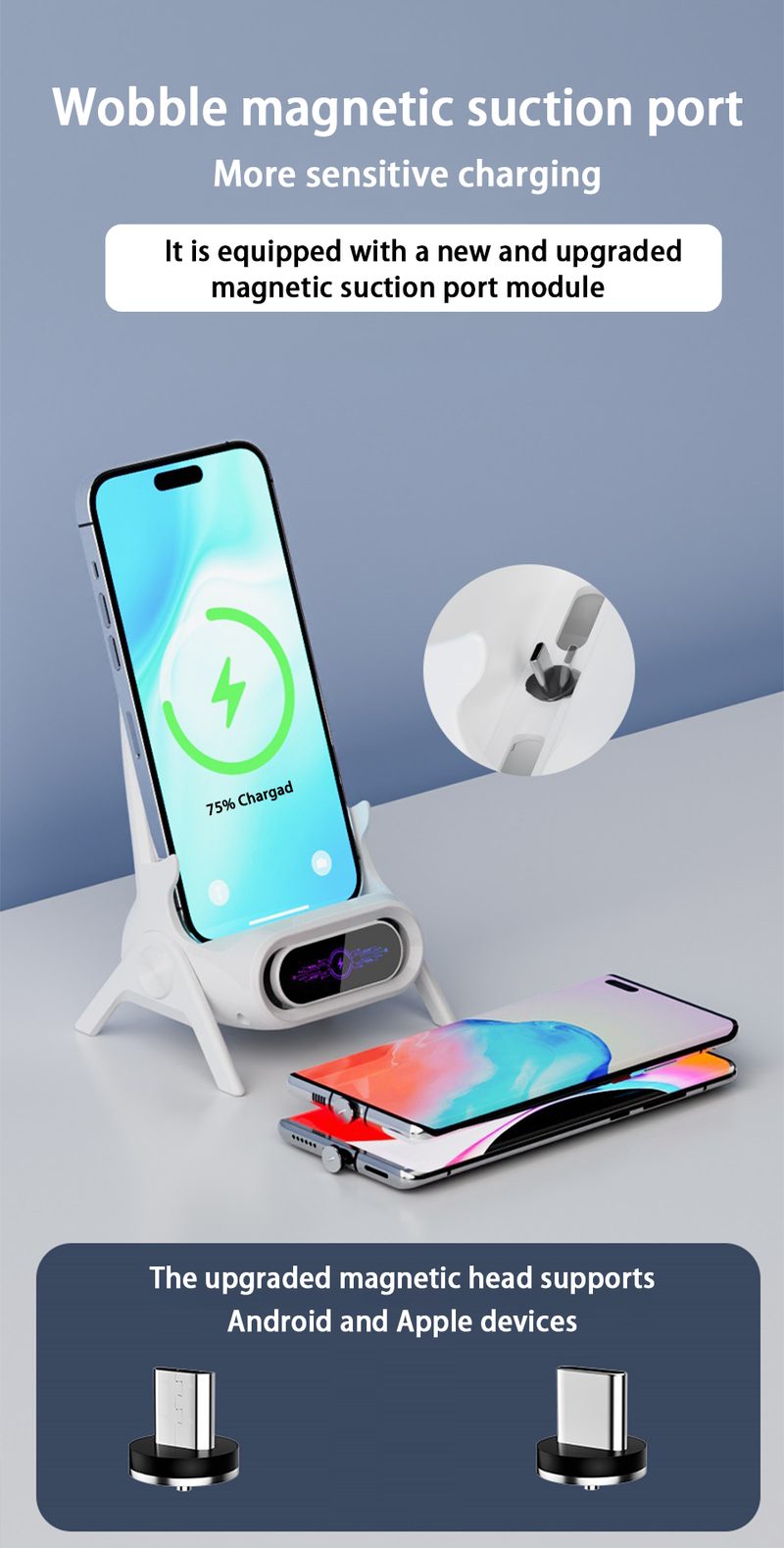 Mini Chair Cordless Stable Support Desktop Phone Stand Tabletop Ornament High Performance Portable 3 In 1 Fast Charger_voghion.com