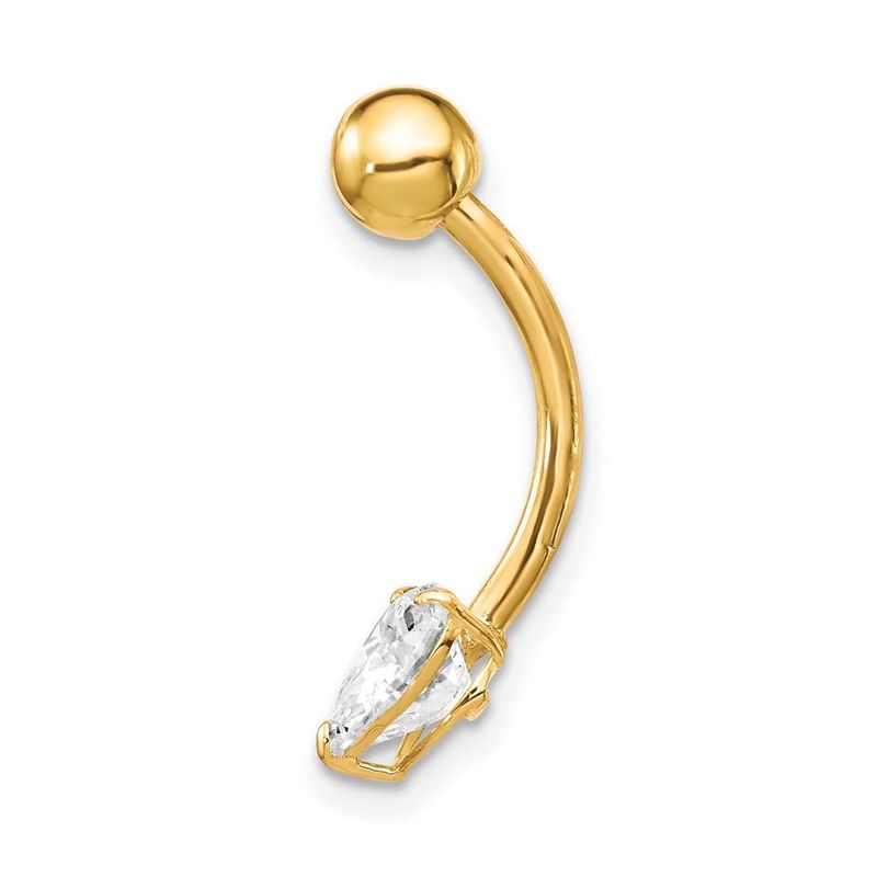 10k W/6X6 CZ Heart Belly Dangle_voghion.com
