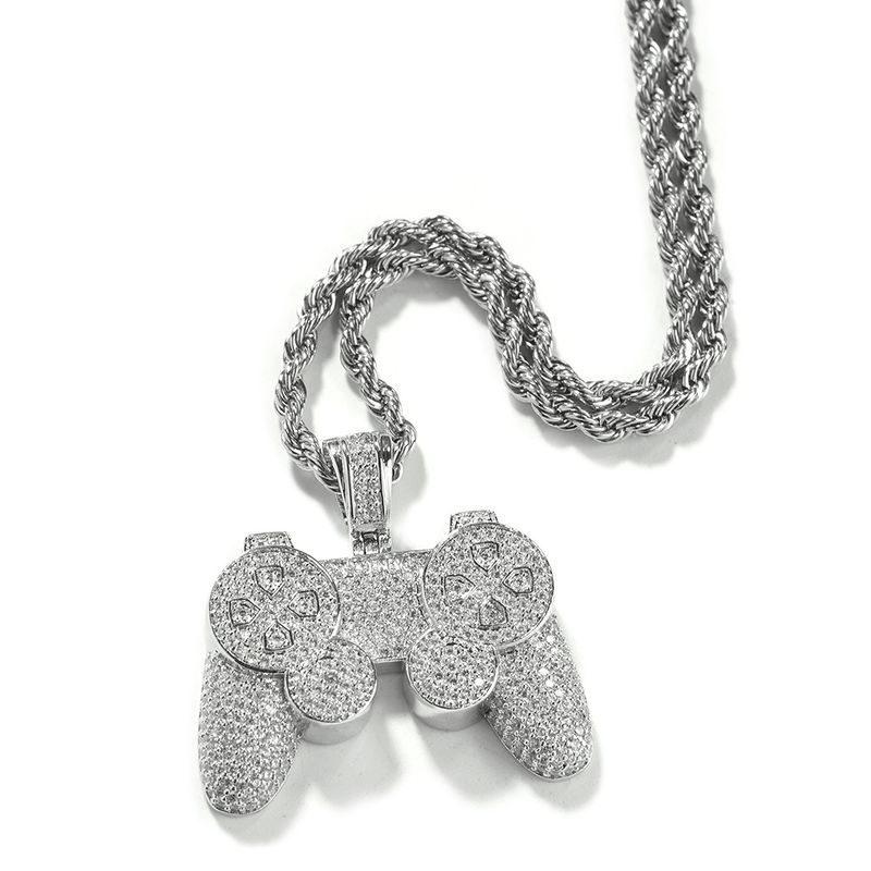 Collier avec pendentif en forme de console de jeu créative de rue, style hip-hop, nouvelle personnalité, dessin animé d'enfance, collier en diamant_voghion.com