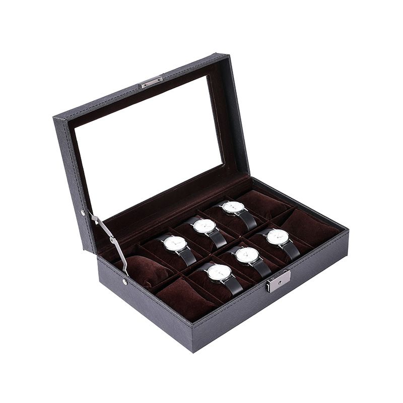 Watch Box 5-bit Premium PU Leather Plush Lock 10-bit Watch Box_voghion.com