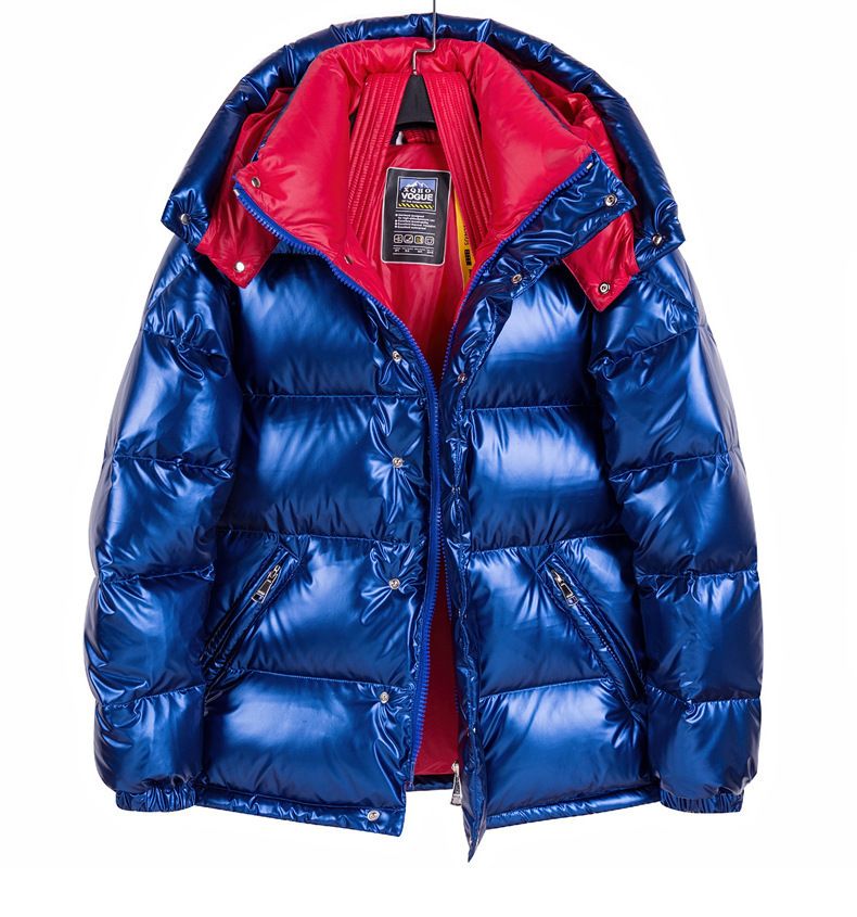 Men's & Women's Short Puffer Jacket With Shiny Finish, 100% White Duck Down, Workwear Style , Windproof & Machine Washable, For Extreme Cold Weather_voghion.com