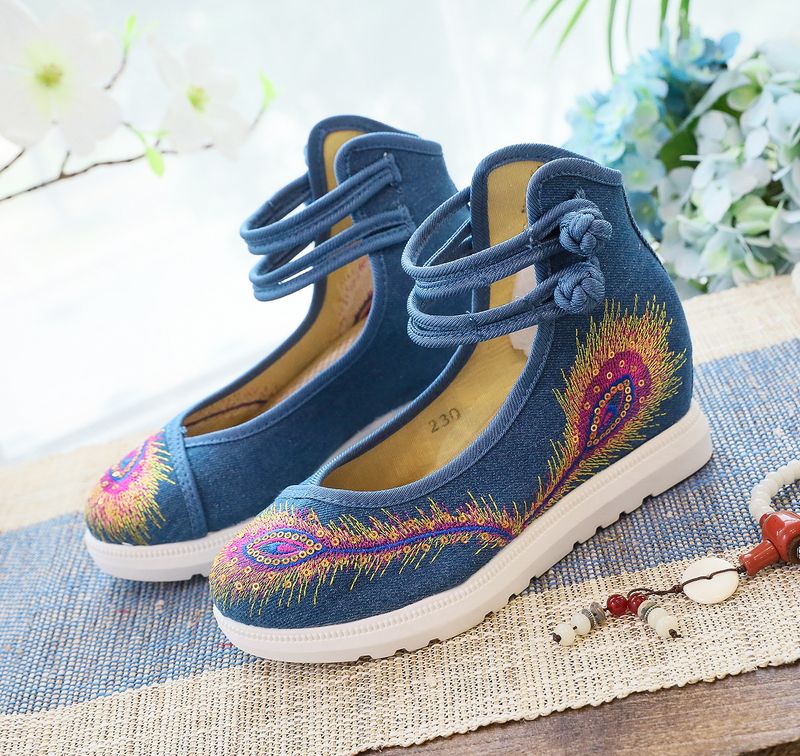 Hochhackige Damen-Einzelschuhe für den Frühling und Herbst mit großer weißer Sohle und erhöhten, schrägen Absätzen auf Leinwand_voghion.com