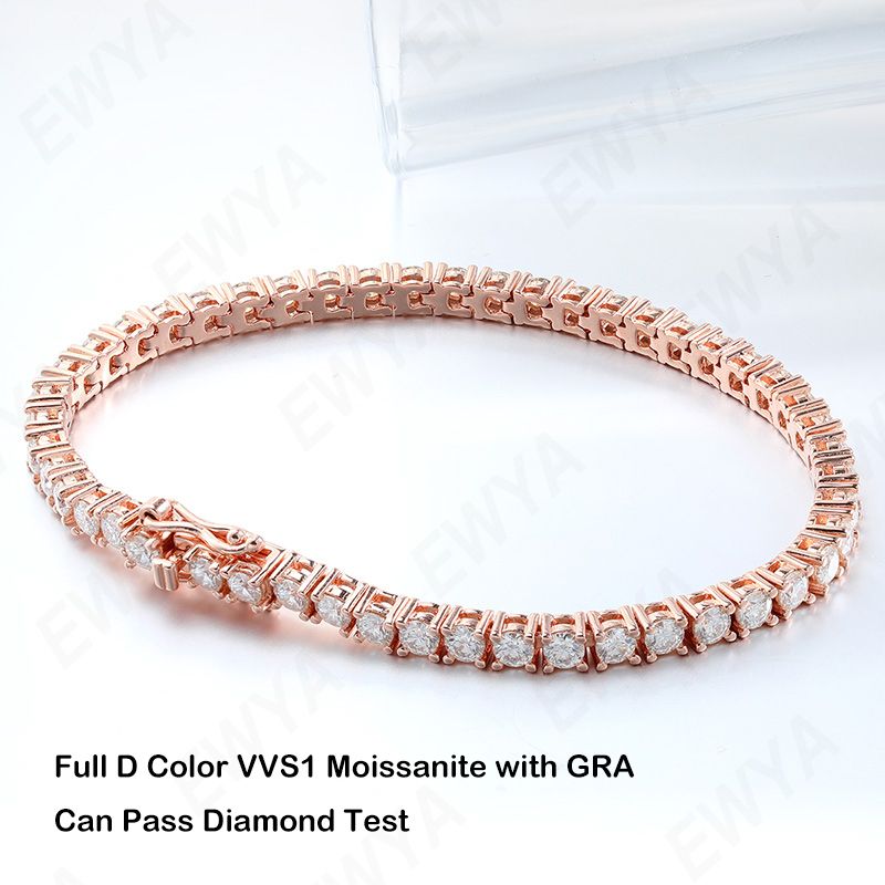 Echtes 2,5/3/4/5/6,5 MM Voll-Moissanit-Tennisarmband für Damen und Herren, S925 versilbert, 18 K Gelbgold, Diamantarmbänder_voghion.com