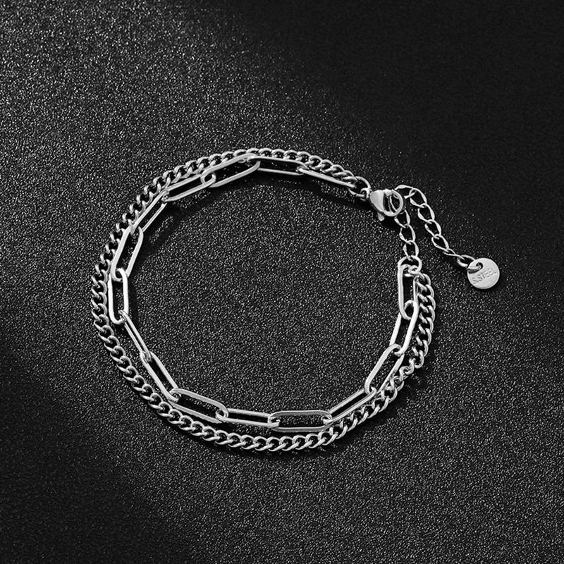 popular personalized trendy men's and women's double-layer chain stainless steel couple diy bracelet Yiwu small commodity_voghion.com