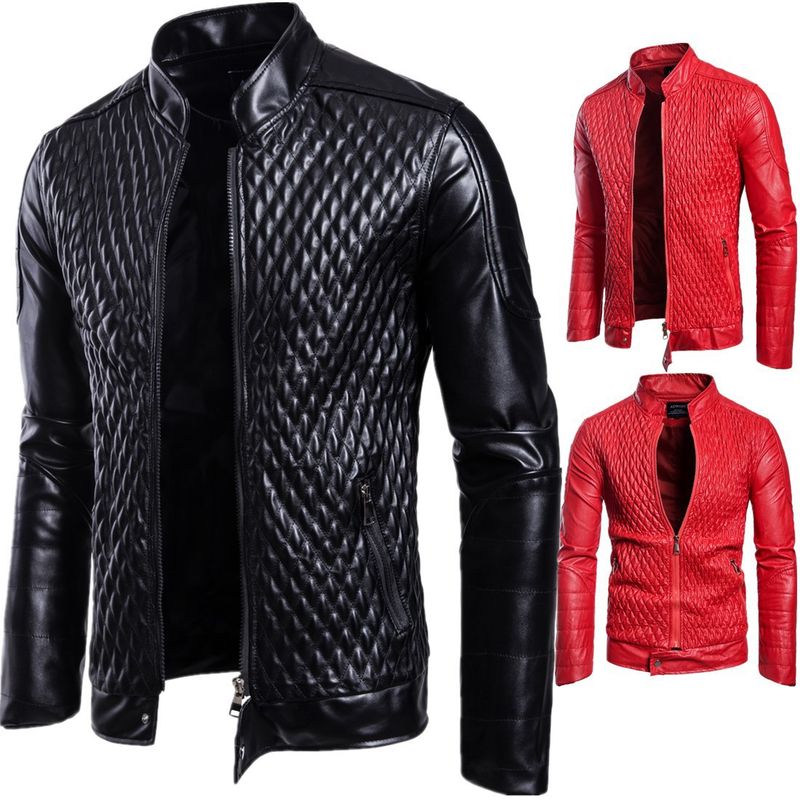 High-end Mens Solid Color Motorcycle New Arrival Men's Pu Leather Coat For Casual Wear Korean Style Slim Fit Leisure Jacket_voghion.com