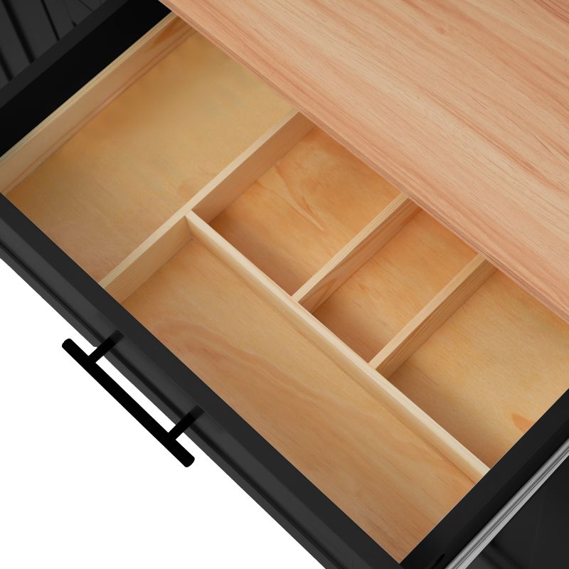Esstischwagen Schwarz 129x91,5cm, Klappplatte, 5 Räder, 2 Schubladen Für Esszimmer_voghion.com