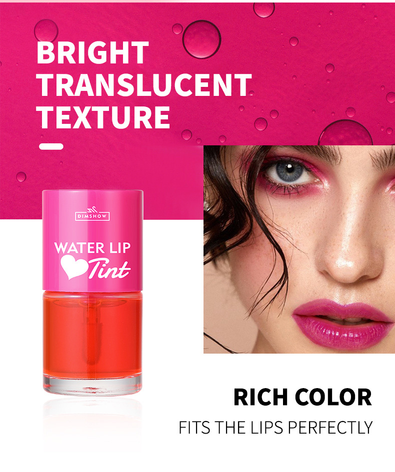 Fruchtsaft-Lippentönung, antihaftbeschichtet, flüssiger Lippenstift und Pinsel, 2-in-1, langlebig, wasserfest, Wasser, Lippenfleck, Lippen-Wangen-Make-up_voghion.com