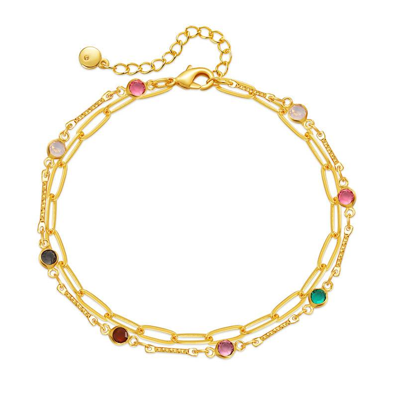 Cavigliera in stile europeo semplice multistrato in oro con catena Fashion OL_voghion.com