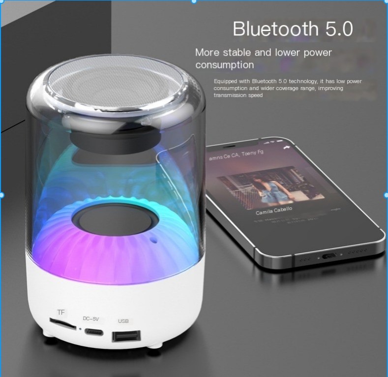 Langaton Bluetooth-kaiutin, suuren äänenvoimakkuuden minikaiutin, RGB-ulkokäyttöinen kannettava kannettava kannettava autoon asennettu pieni teräskanuuna_voghion.com