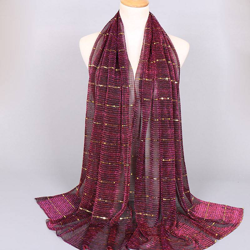 Scarves Women Gold Silk Solid Color Muslim Head Scarf Shawls And Wraps Bandana Female Foulard Soft Hijab Stores_voghion.com