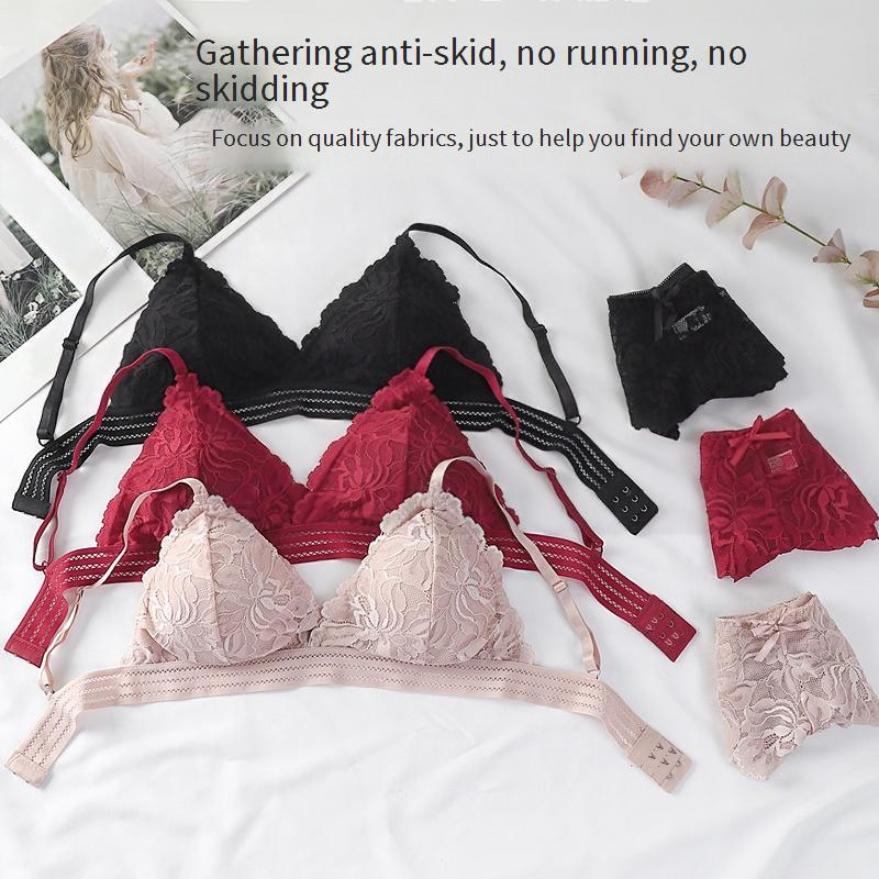 Women's Intimates Beautiful Back Underwear Set Removable Bra Pads Light Breathable Bra And Panties Two Piece Set_voghion.com