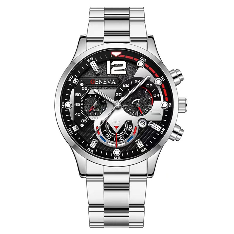 Men's Sports Quartz Watch - Stainless Steel Band, Luminous Hands, Calendar Display, Non-Mechanical Wristwatch For Boys & Men_voghion.com