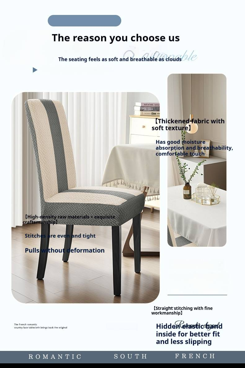 Elastische Stuhlhussen aus mehrfarbigem, gestreiftem Jacquard – universelle Passform für Esszimmerstühle, für den Heim- und Hotelgebrauch, staubdicht und stilvoll_voghion.com