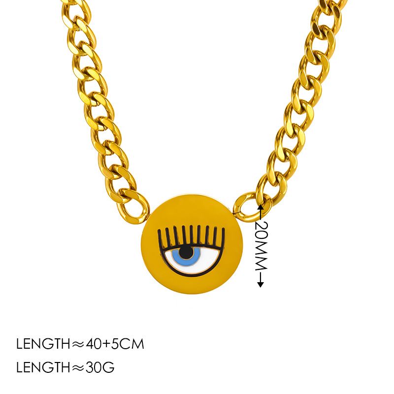 Collana, orecchini e anello con ciondolo rotondo a forma di occhio di demone, stile bohémien, design per donne._voghion.com