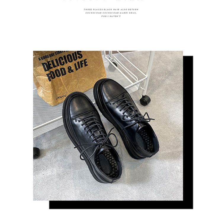 Scarpe stringate in pelle, versione coreana, scarpe casual, tendenza britannica, suole spesse, altezza elevata, scarpe formali da uomo_voghion.com