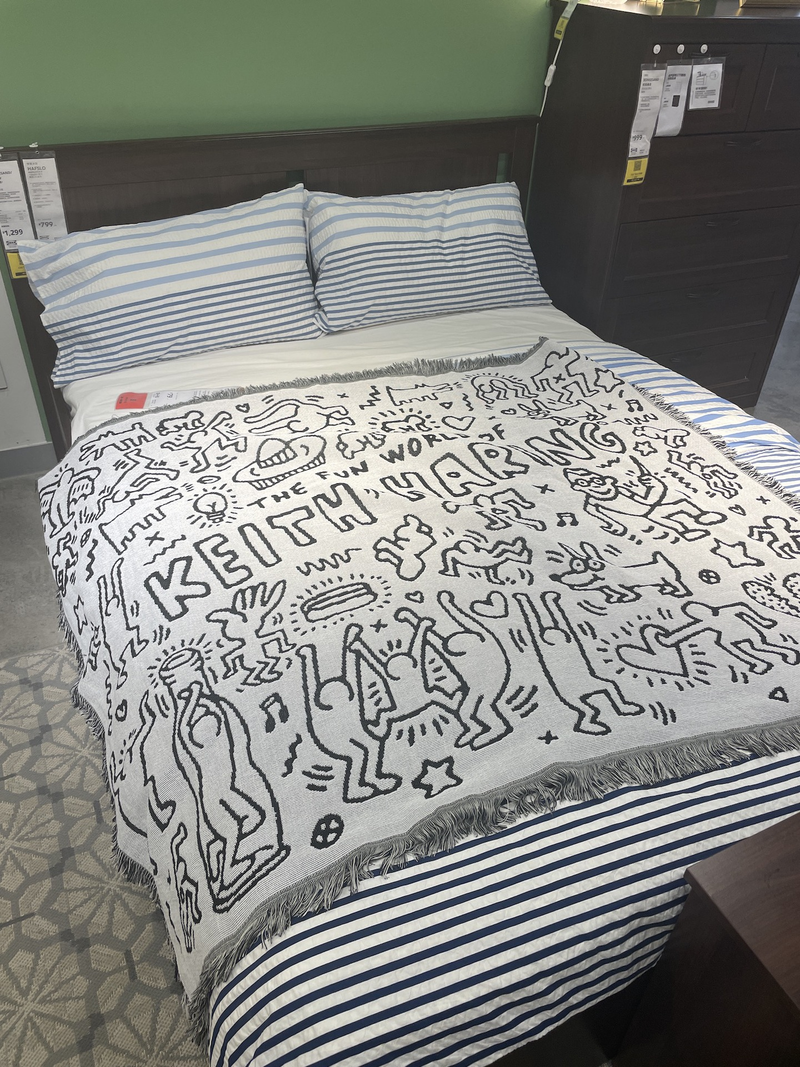 Homeware Keith Haring, Schwarz-Weiß-Graffiti-Meister Keith Haring Sofadecken-Dekoration_voghion.com