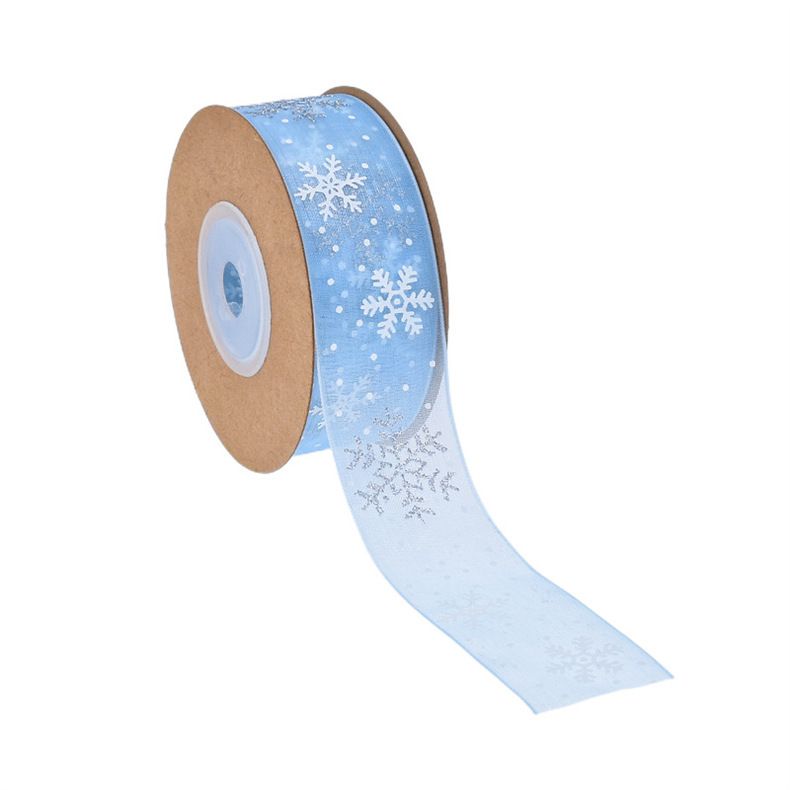 Karácsonyi hópehely vezetékes szalag, peremszalag fa ajándékcsomagoló masnihoz, barkácsolás, kézműves, 2,5 cm_voghion.com