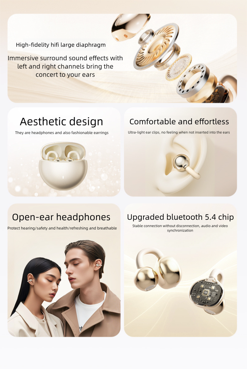 Voice Of Berlin 2025 New Bone Conduction Bluetooth Earphones Wireless Clip-on Aesthetic Sports Running High Sound_voghion.com