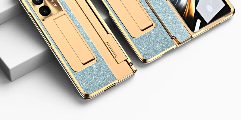 RENGZ Plating Leather Stand Hinge Protection Case Samsung Galaxy Fold 5 3 With Screen Protector Cover For Z Fold5_voghion.com