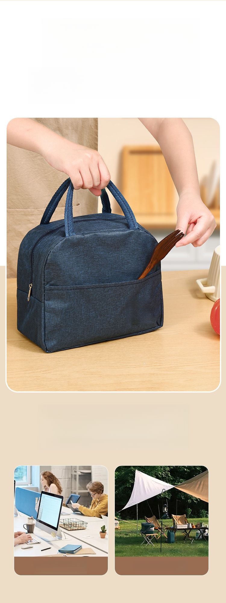 Japanese Style Aluminum Foil Simple Insulated Box Oxford Cloth Large Capacity Thickened Handheld Bento Lunch Bag_voghion.com