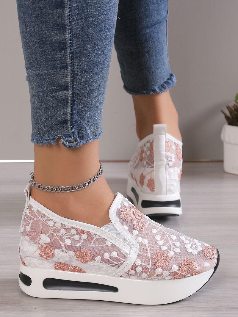 Einzelner Schuh 2024 Frühling Koreanische Ausgabe Neue Spitze Mesh Casual Set Füße High Heel Innenerhöhung Matsuke Damensandalen_voghion.com