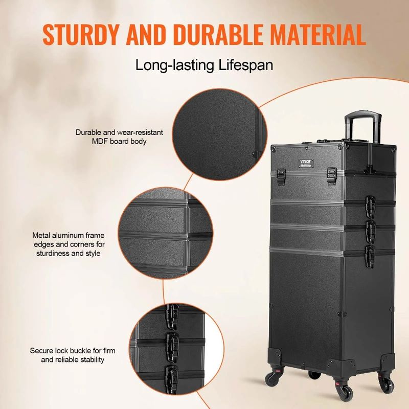 In Organizer 5 Grande Valigia per Trucco da Viaggio Professionale Trucco Trucco Train Trolley Cosmetico con Ruote W 1 Valigia Extra in Alluminio_voghion.com