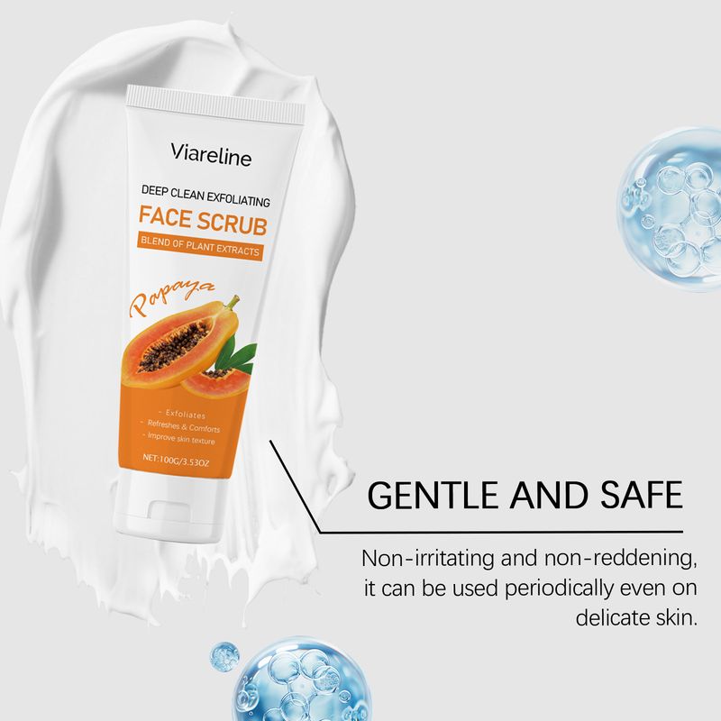 VIARELIN Papaya Scrub Viso Pulizia Profonda Esfoliante Ammorbidente Nutriente Idratante Cura della Pelle_voghion.com