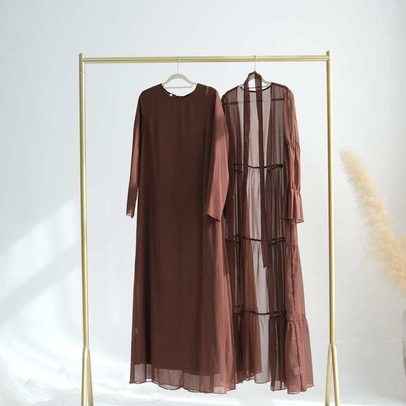 Damenbekleidung Encounter Elegantes Chiffon-Zweiteiler-Set mit Falten_voghion.com