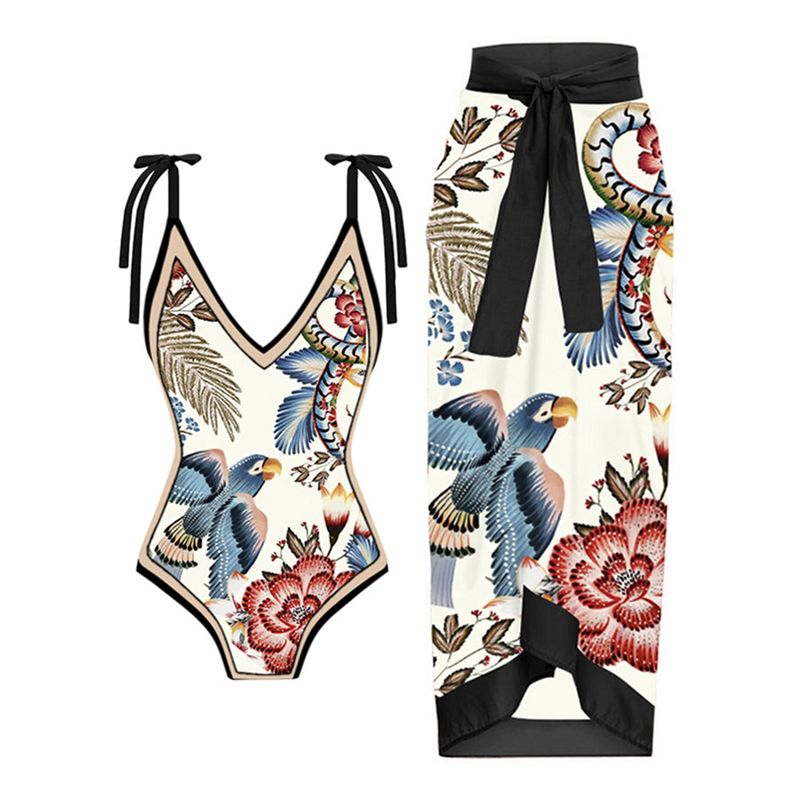 Abbigliamento da donna Nuovo costume da bagno da donna con stampa multicolore, personalità, moda, vita alta, bikini set_voghion.com