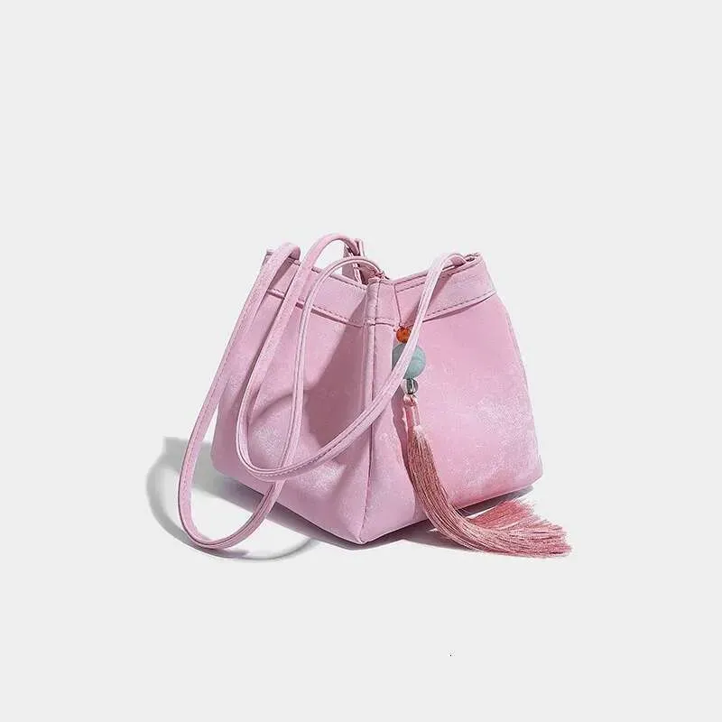 Light National Style Casual Versatile Women's New Chinese Printed Bucket Bag_voghion.com