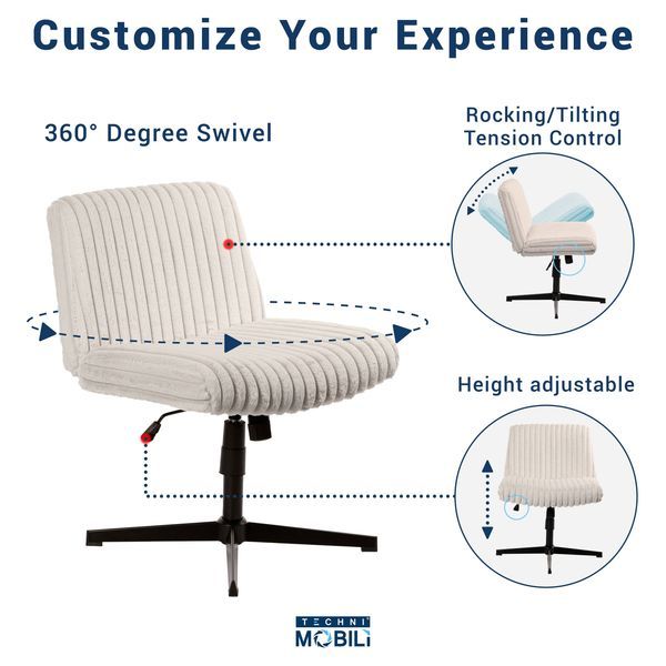Techni Mobili Criss Cross Chair - Extra Wide Home Or Office Chair_voghion.com