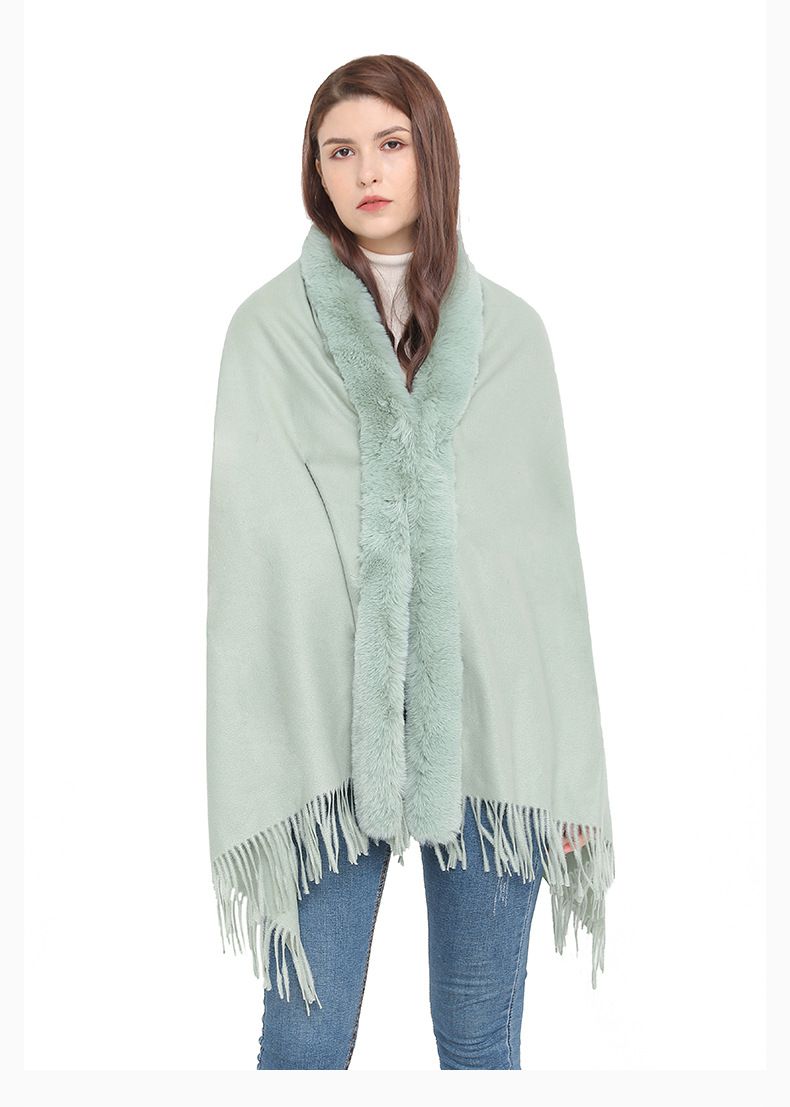Winter wool collar scarf dual-use women's i mitation cashmere thick dress shawl_voghion.com