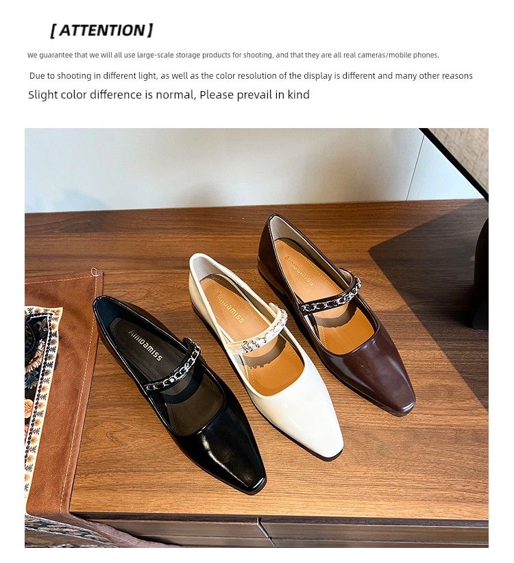 Echtes Leder Französisch Stil Elegante Mary Jane Blockabsatz Single-Layer Frauen 2025 Neue Frühling Flache Mund Weiß_voghion.com