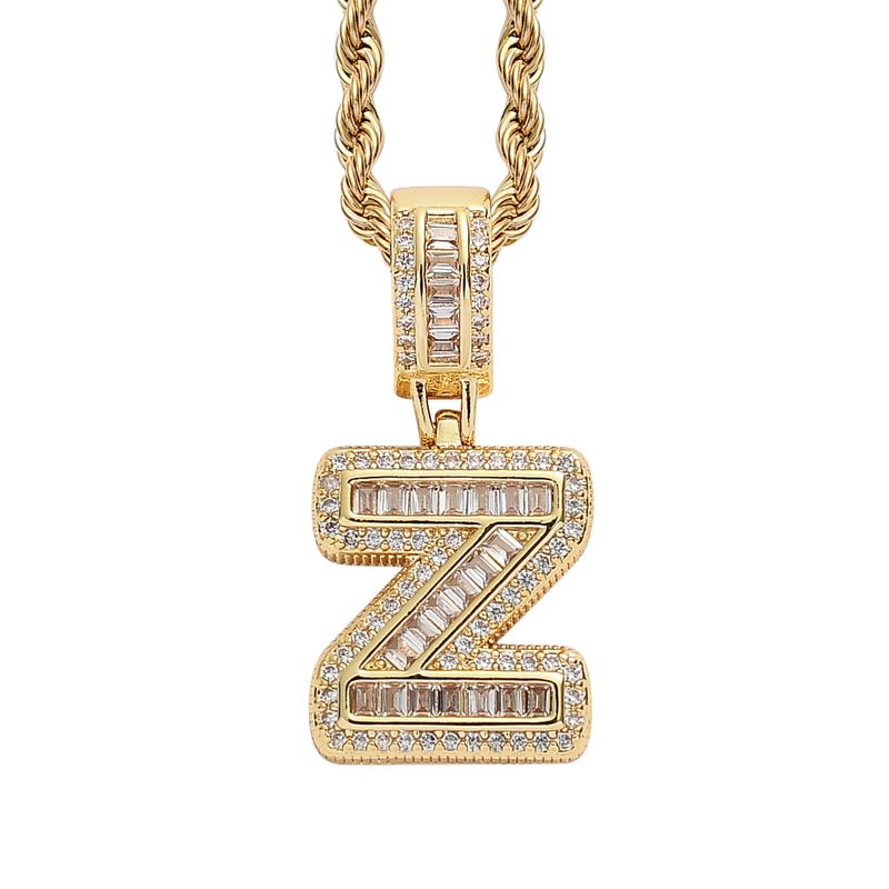 Collana hip hop rock sugar square zirconio ciondolo lettera inglese moda hip hop uomo e donna lettera collana personalità alla moda_voghion.com