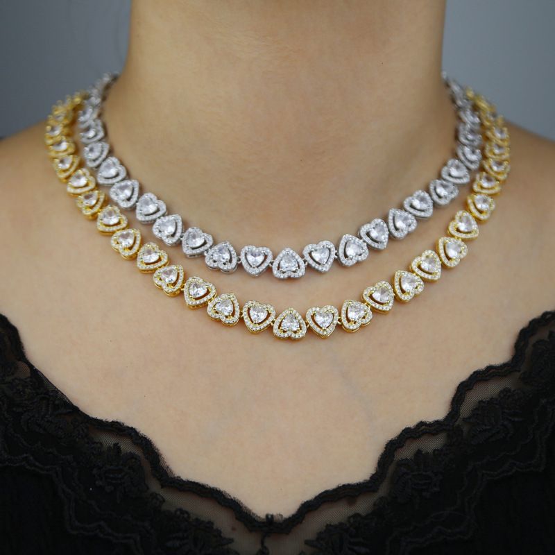 Women's Jewelry Heart Shaped Zircon Necklace Fashion Trend Inlaid Zircon Women's Necklace_voghion.com